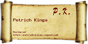 Petrich Kinga névjegykártya